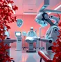 Advanced AI-powered robot assisting in surgery, representing the future of healthcare innovation and precision medical treatments.