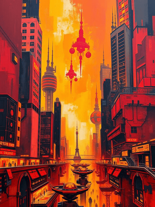 Futuristic cityscape with AI-integrated infrastructure, advanced architecture, and innovative urban design concepts.
