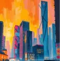 Colorful futuristic cityscape with AI-driven technology and smart infrastructure transforming urban living.